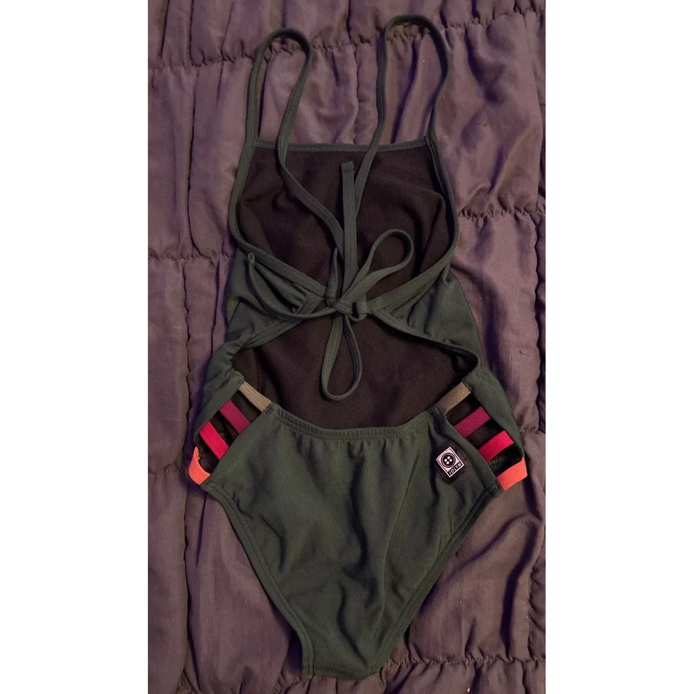 JOLYN Gavin 2 Dark Green Tie Back One Piece Swimsuit Youth 22